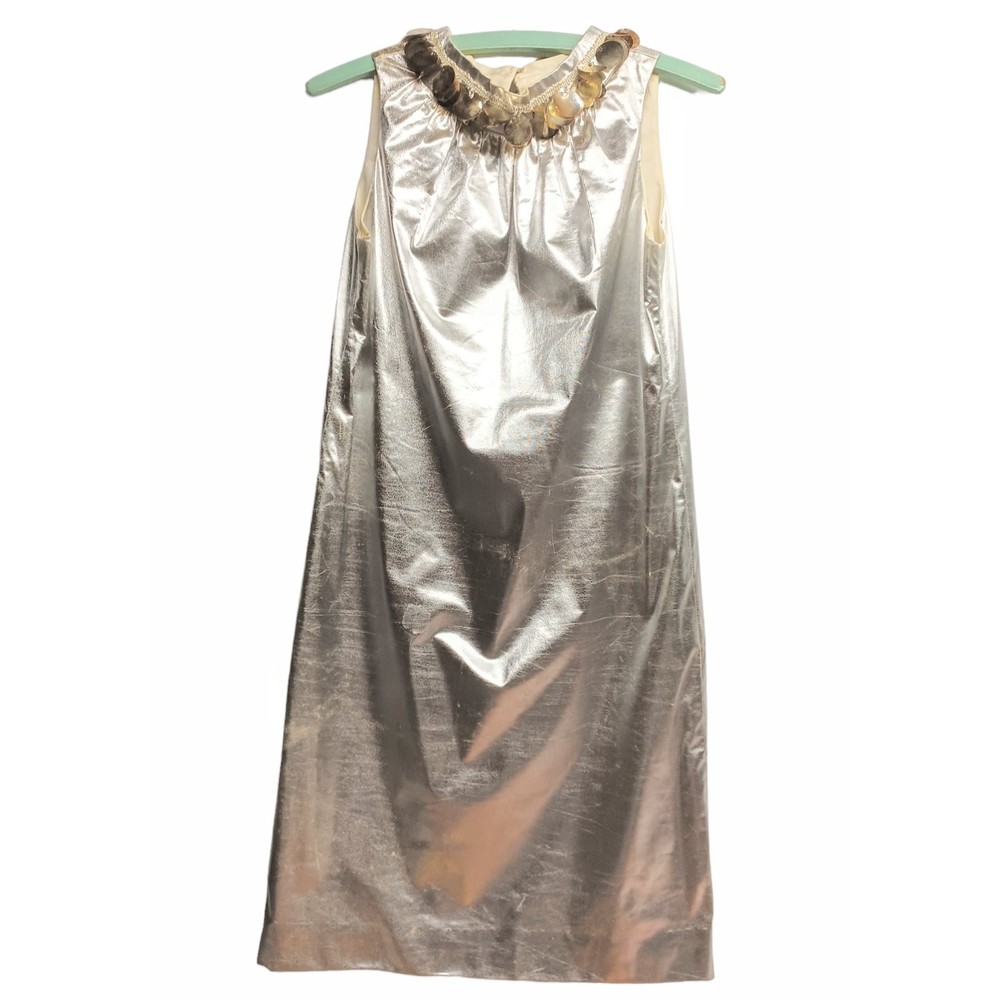 VINTAGE 1960s SILVER DRESS, SIZE 6/7